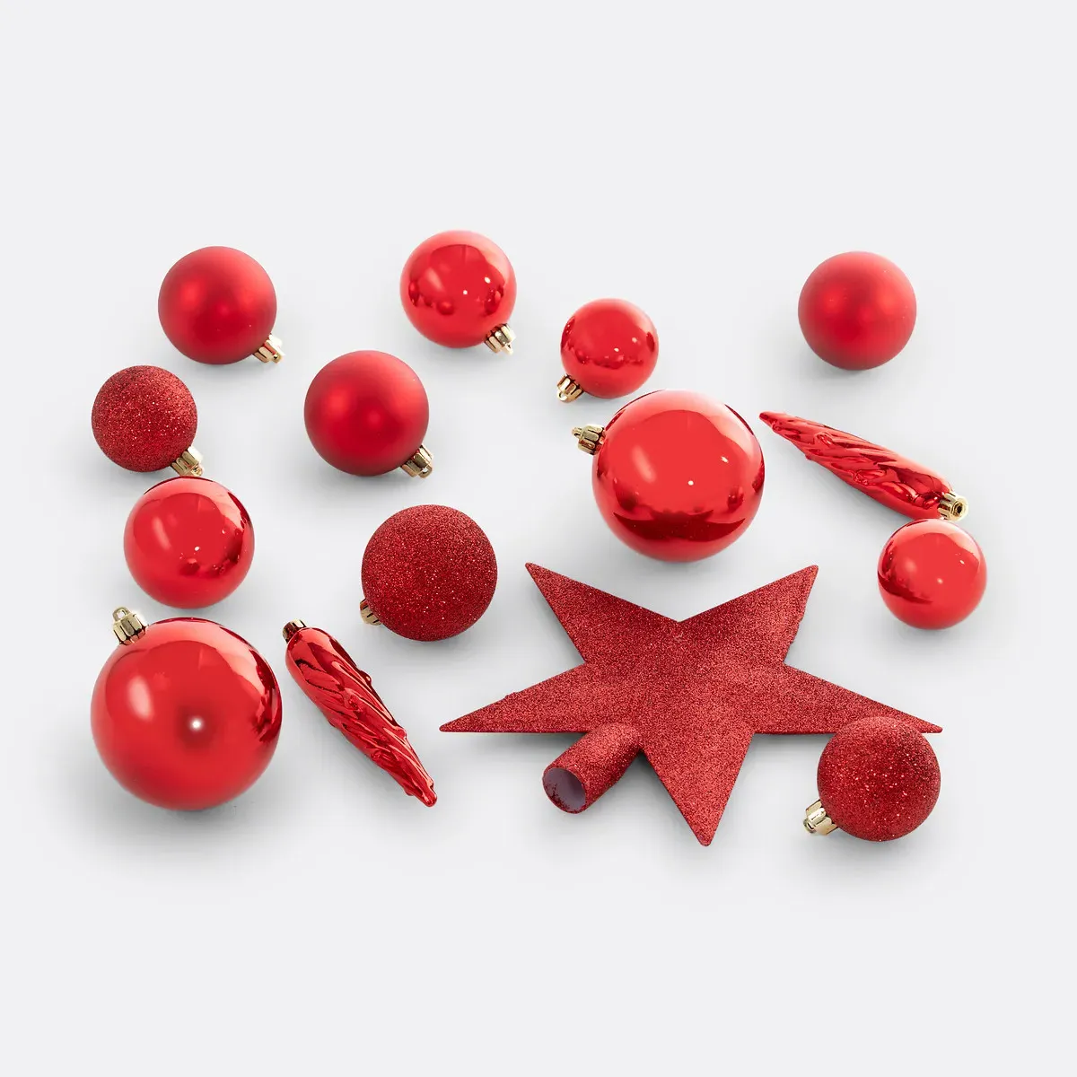 Caspar 33-Piece Christmas Bauble Set - Red, Polystyrene alternate view