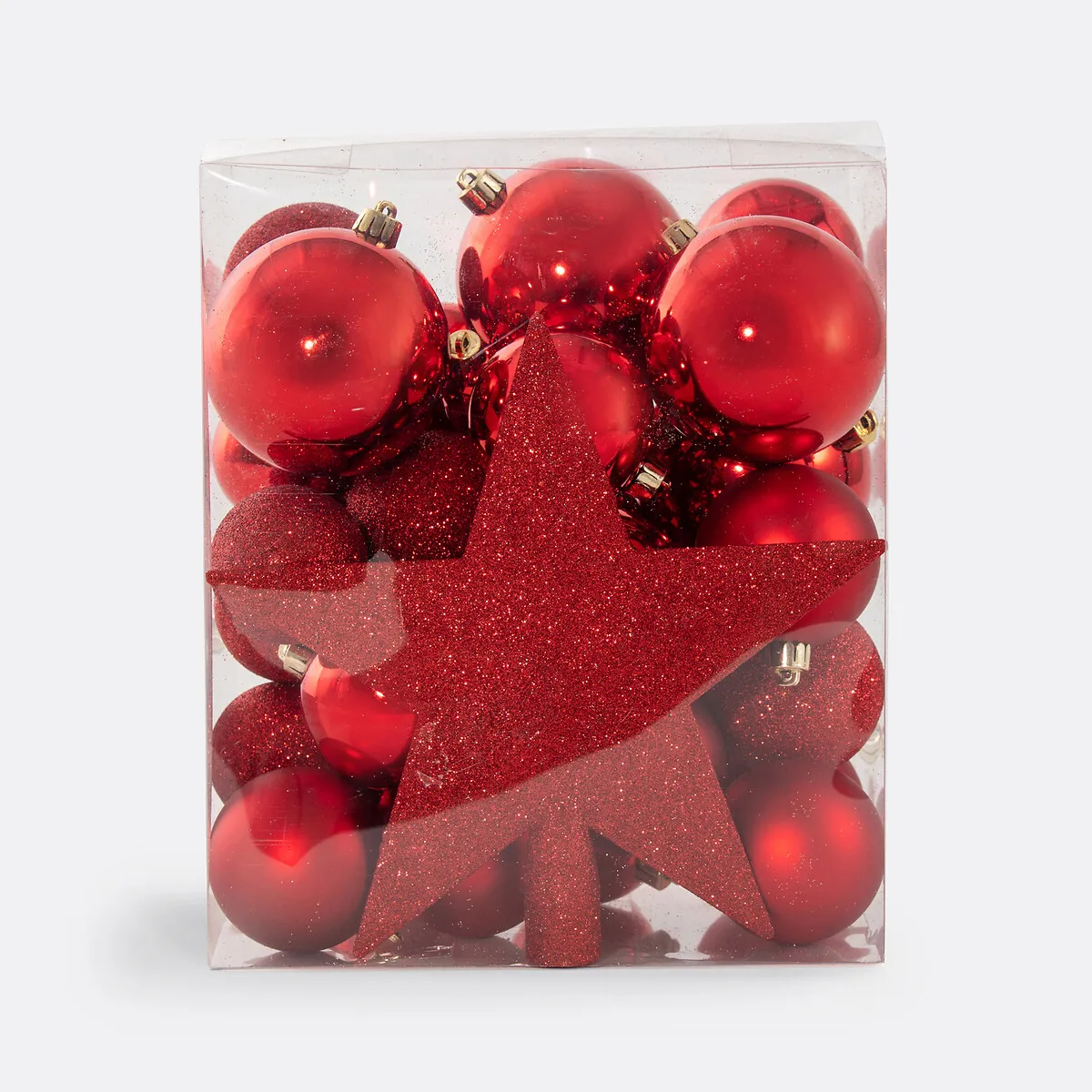 Caspar 33-Piece Christmas Bauble Set - Red, Polystyrene product