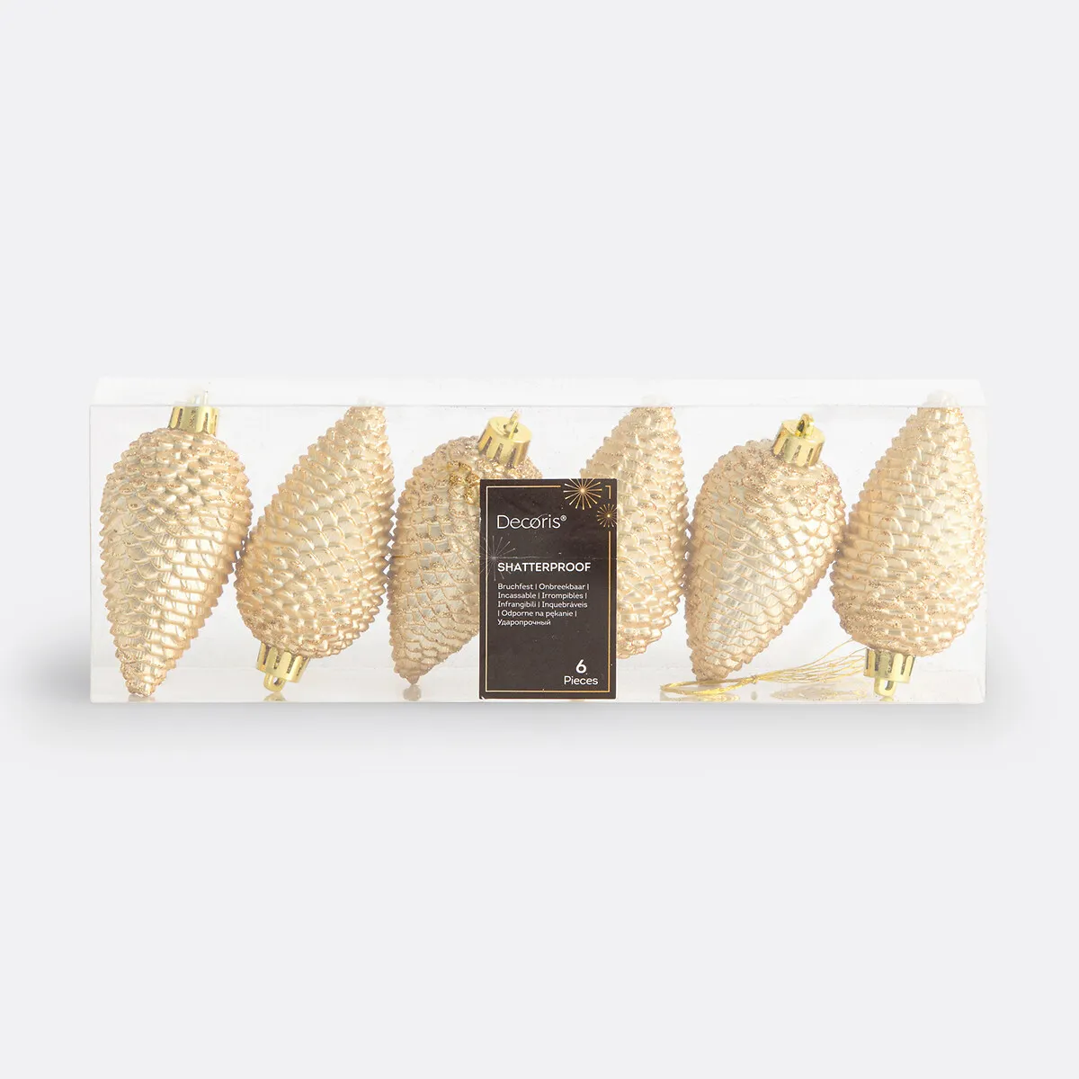 Caspar Festive Pine Cone Baubles Set of 6 - Gold, Polystyrene product