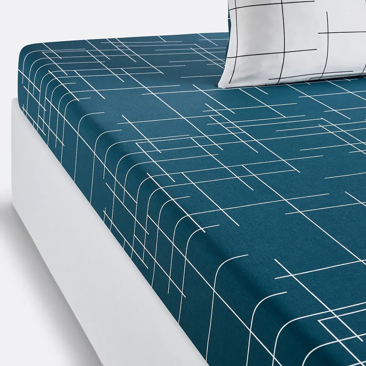 Charline Fitted Sheet - Prussian Blue, Cotton product