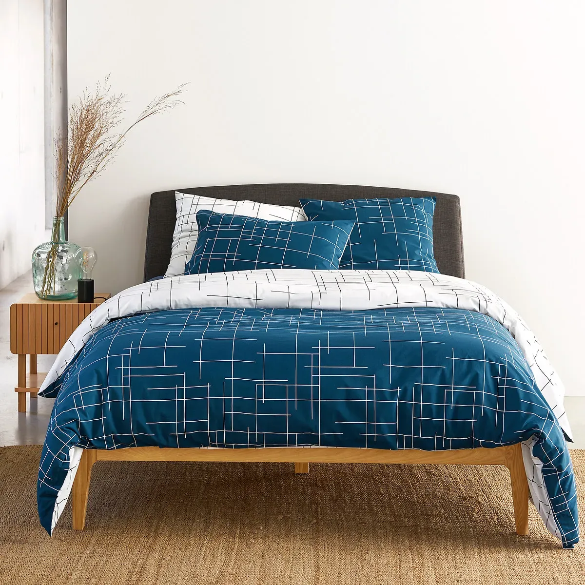 Charline Reversible Duvet Cover - Prussian Blue, Cotton product
