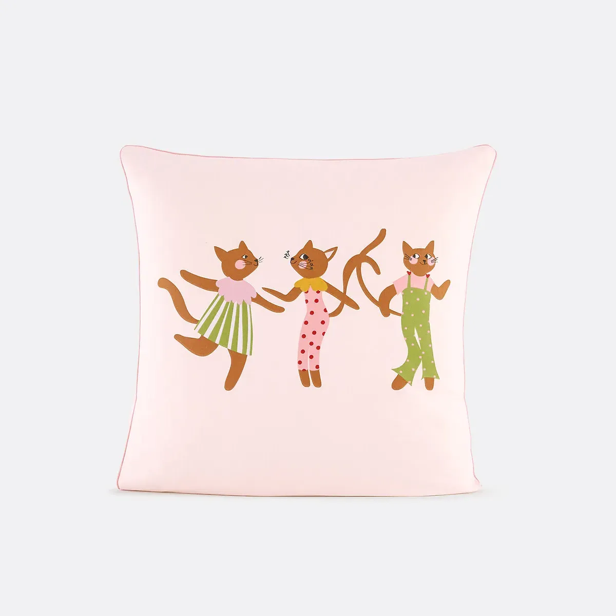 Chats Fleuris Square Pillowcase - Cat Print, Organic Cotton product