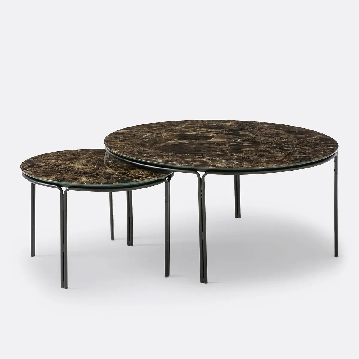 Chici Set of 2 Round Semi-Nesting Coffee Tables - Marble Effect product