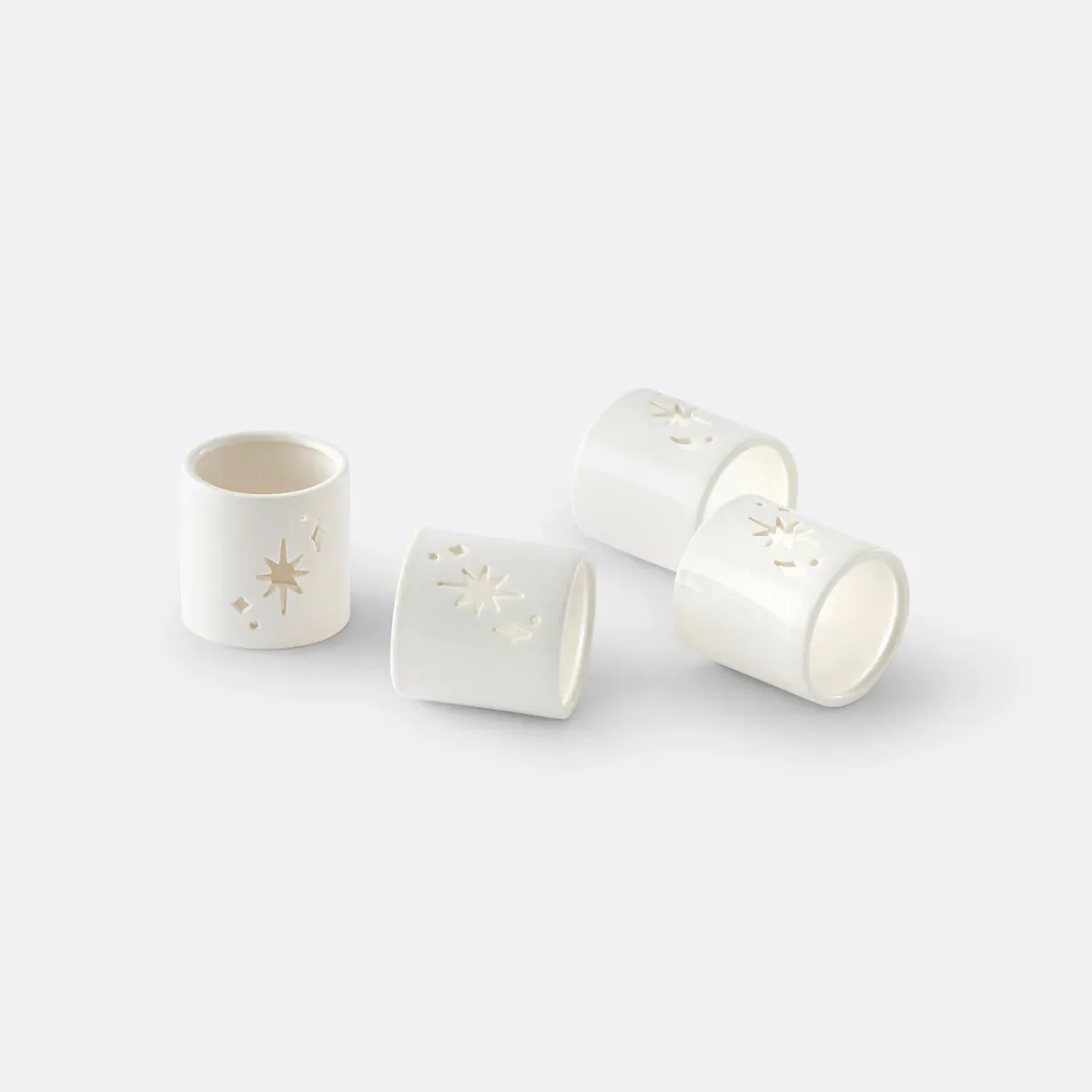 Christmas Ceramic Napkin Rings Set of 4 - White product