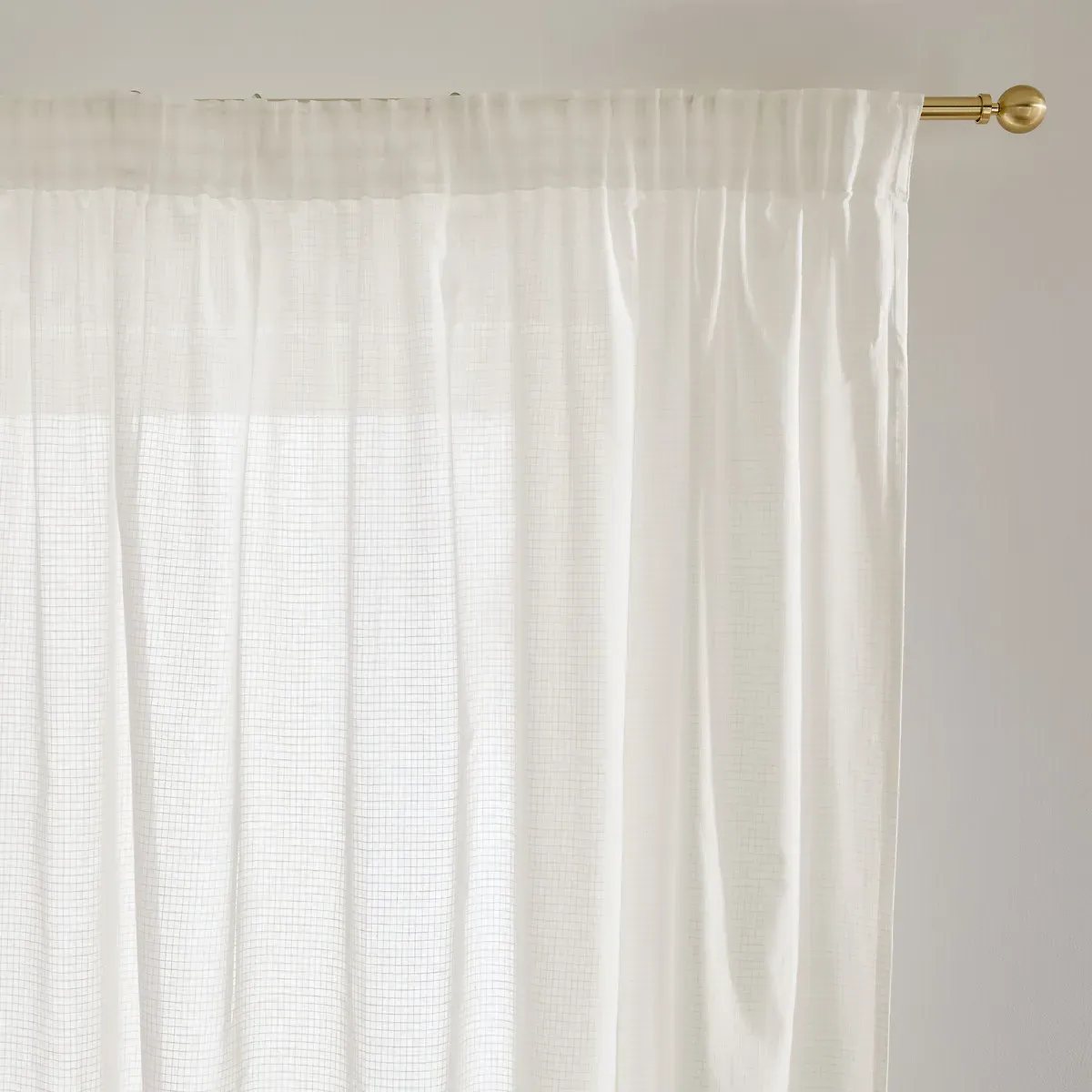 Cisali Voile Panel with Pencil Pleat and Wave - Ecru, Cotton product