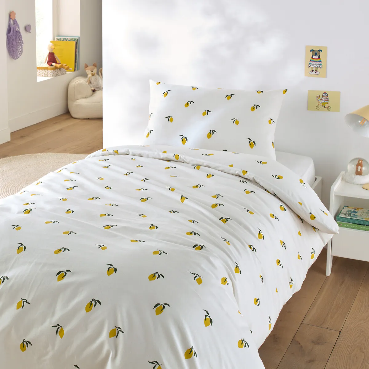 Citron Single Duvet Cover Set with Rectangular Pillowcase - Cotton alternate view