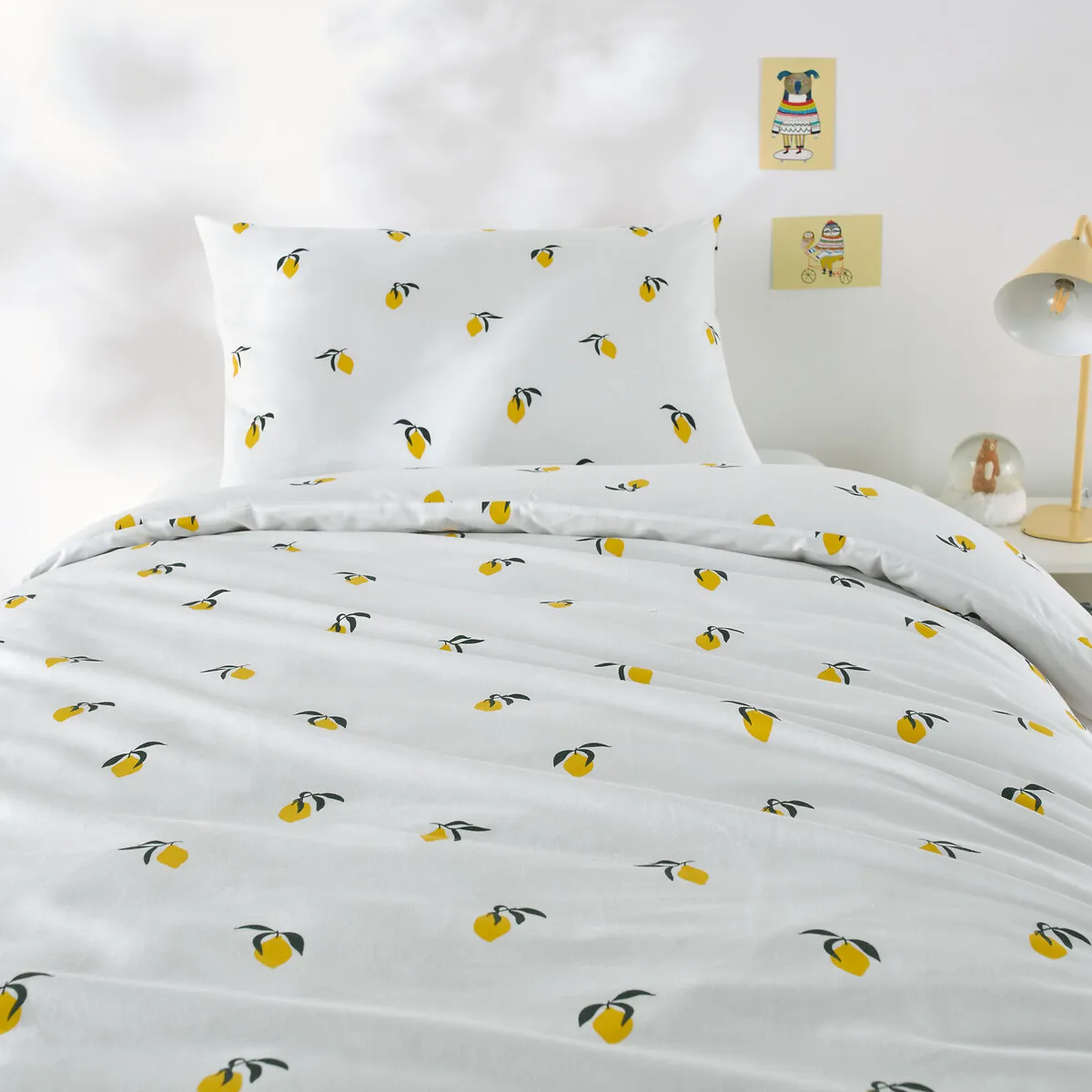 Citron Single Duvet Cover Set with Rectangular Pillowcase - Cotton product