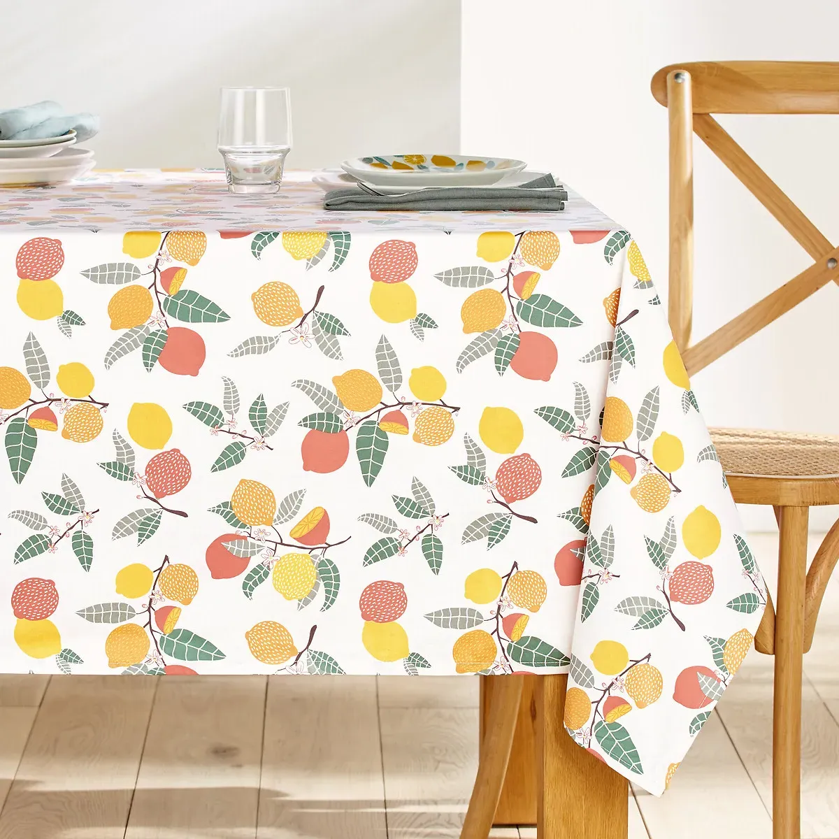 Citron Square Tablecloth - Printed Lemon, Coated Cotton product