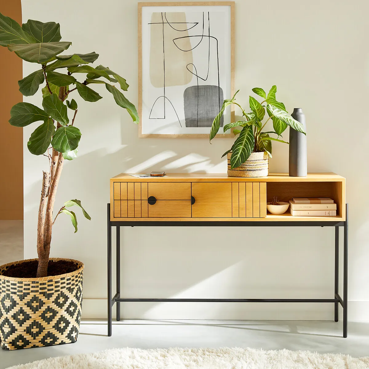 Clara Console Table with Storage - Oak Veneer alternate view
