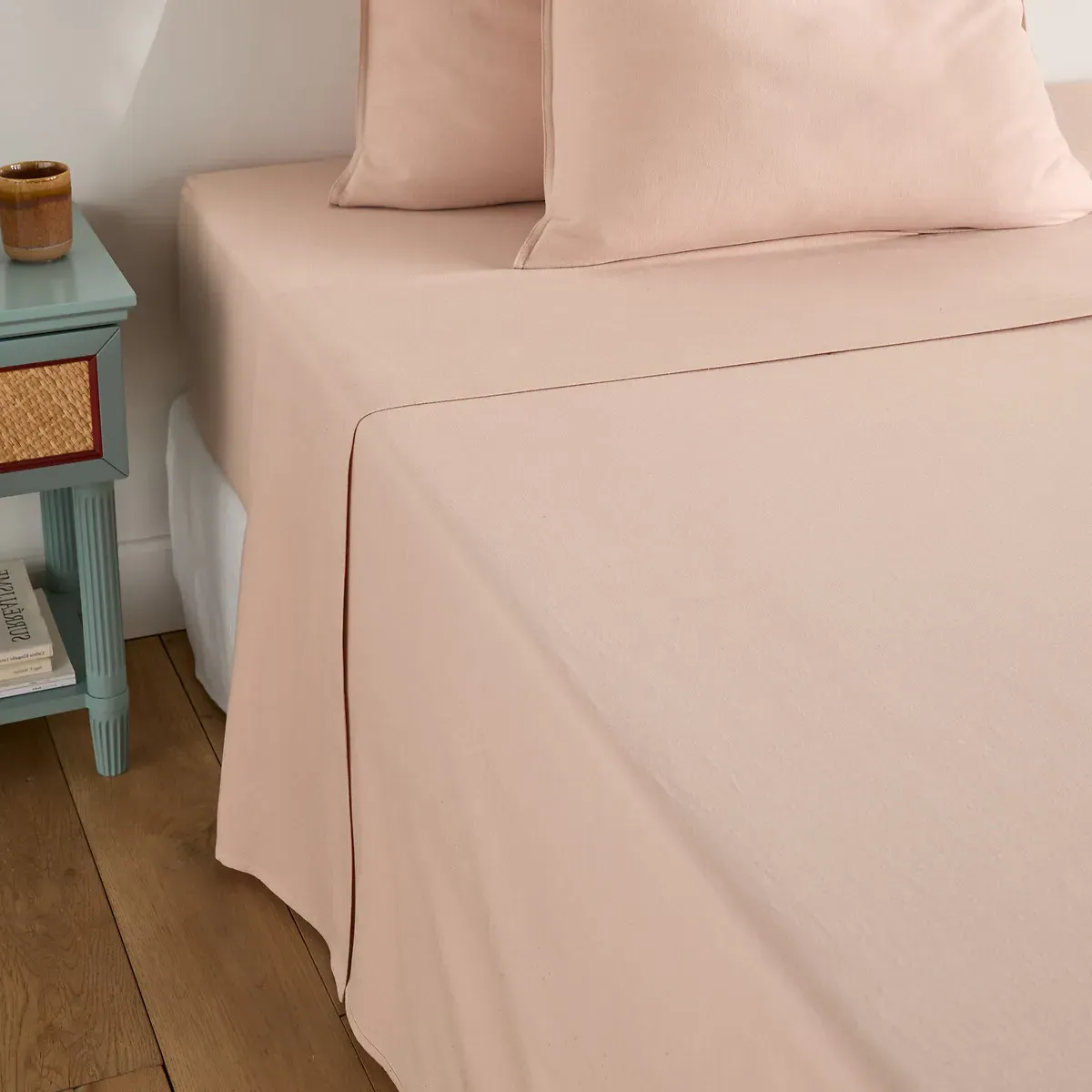 Clara Flat Sheet - Light Pink, Brushed Cotton alternate view