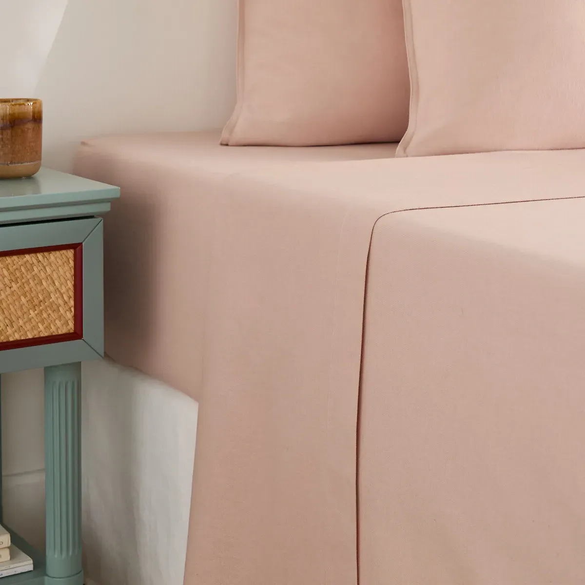 Clara Flat Sheet - Light Pink, Brushed Cotton product
