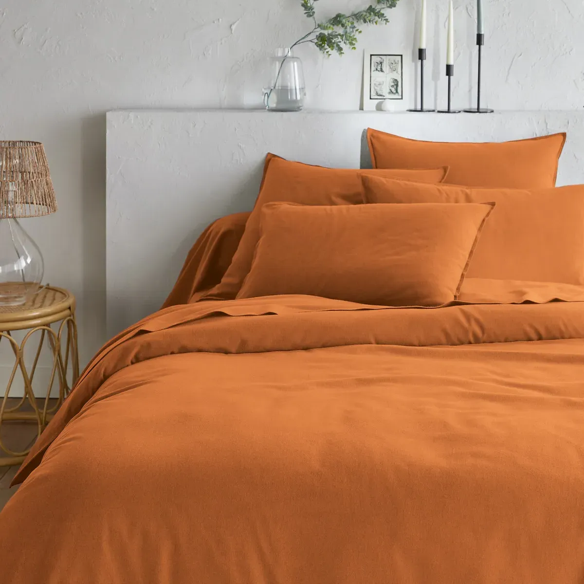 Clara Pillowcase with Flat Ruffle - Gingerbread, Brushed Cotton alternate view