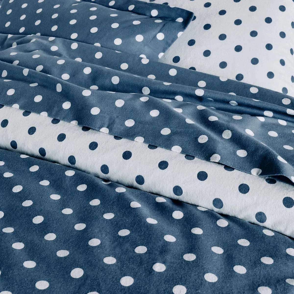 Clarisse Polka Dot Duvet Cover - White & Petrol Blue, Brushed Cotton alternate view