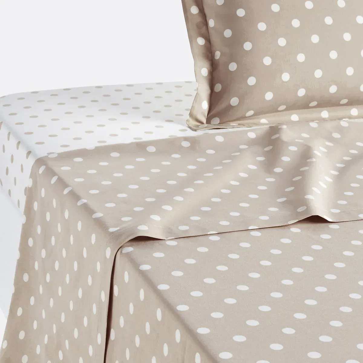 Clarisse Polka Dot Flat Sheet - Beige, Cotton product