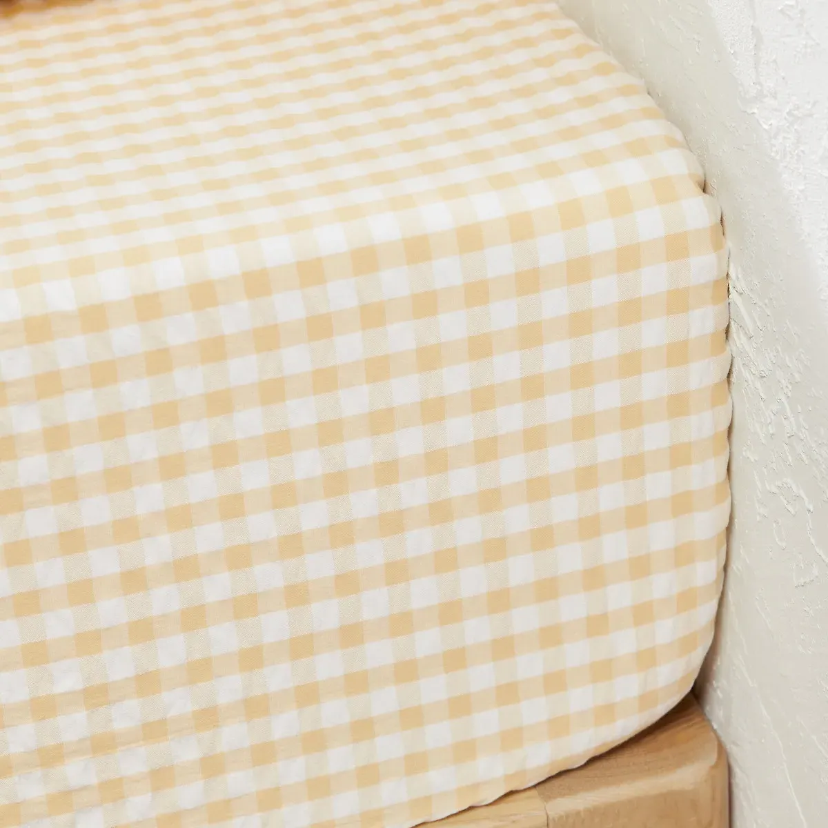 Cottage Fitted Sheet Mattress Depth 30cm - Yellow, Cotton Seersucker alternate view