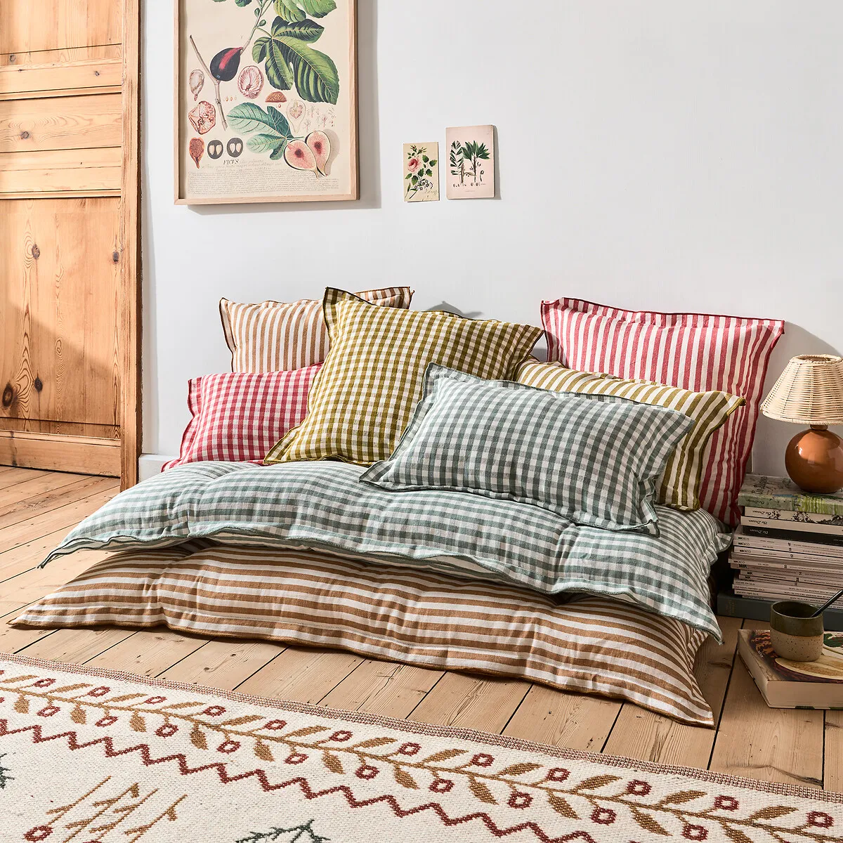 Cottage Gingham Check Cushion Cover - Pink, Cotton/Linen alternate view