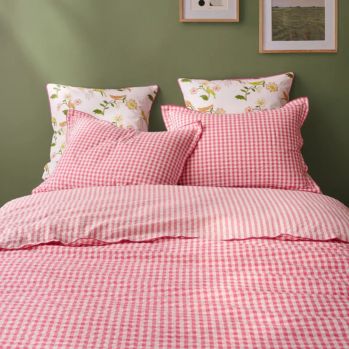 Cottage Seersucker Pillowcase - Raspberry, Cotton alternate view