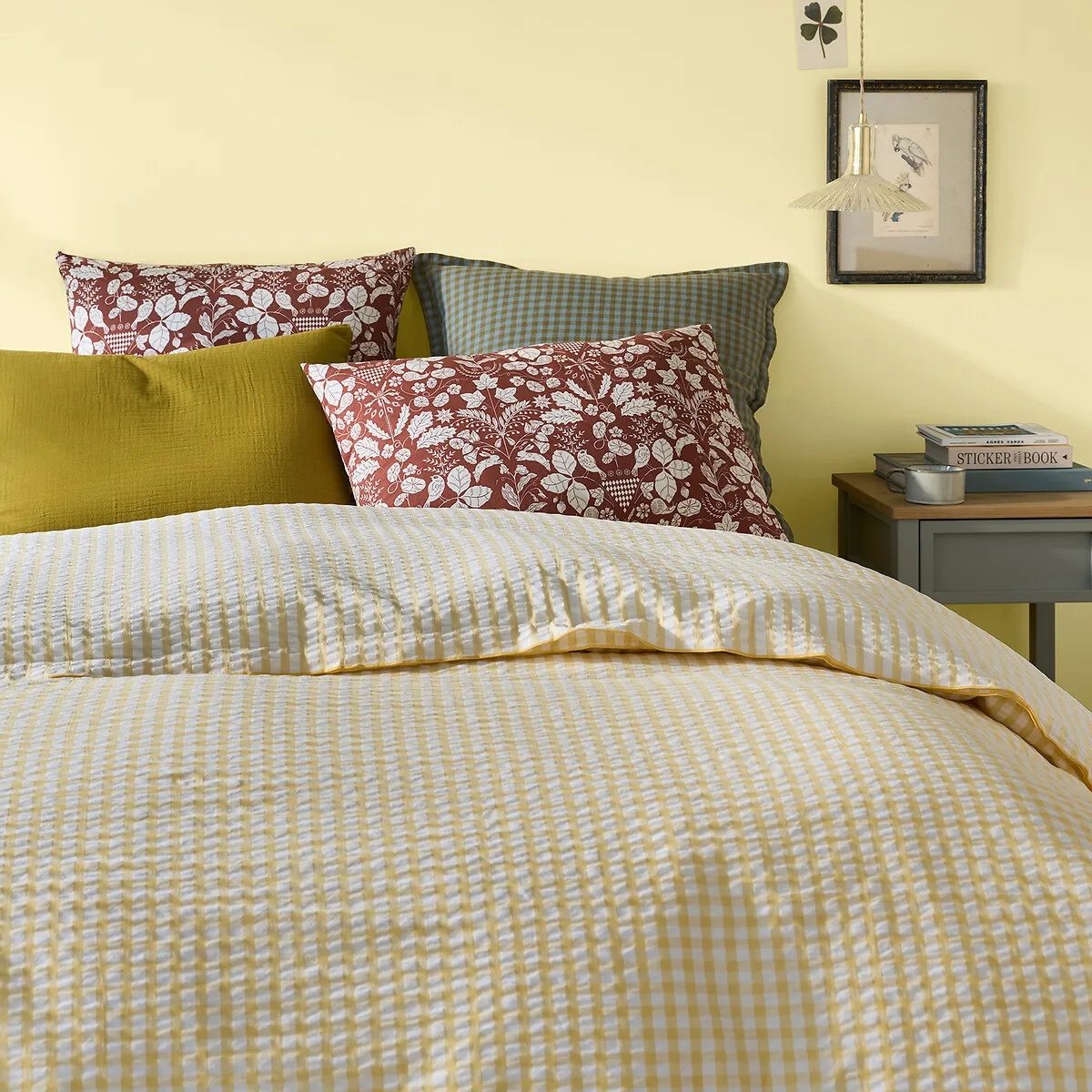 Cottage Single Duvet Cover - Yellow, Cotton Seersucker alternate view
