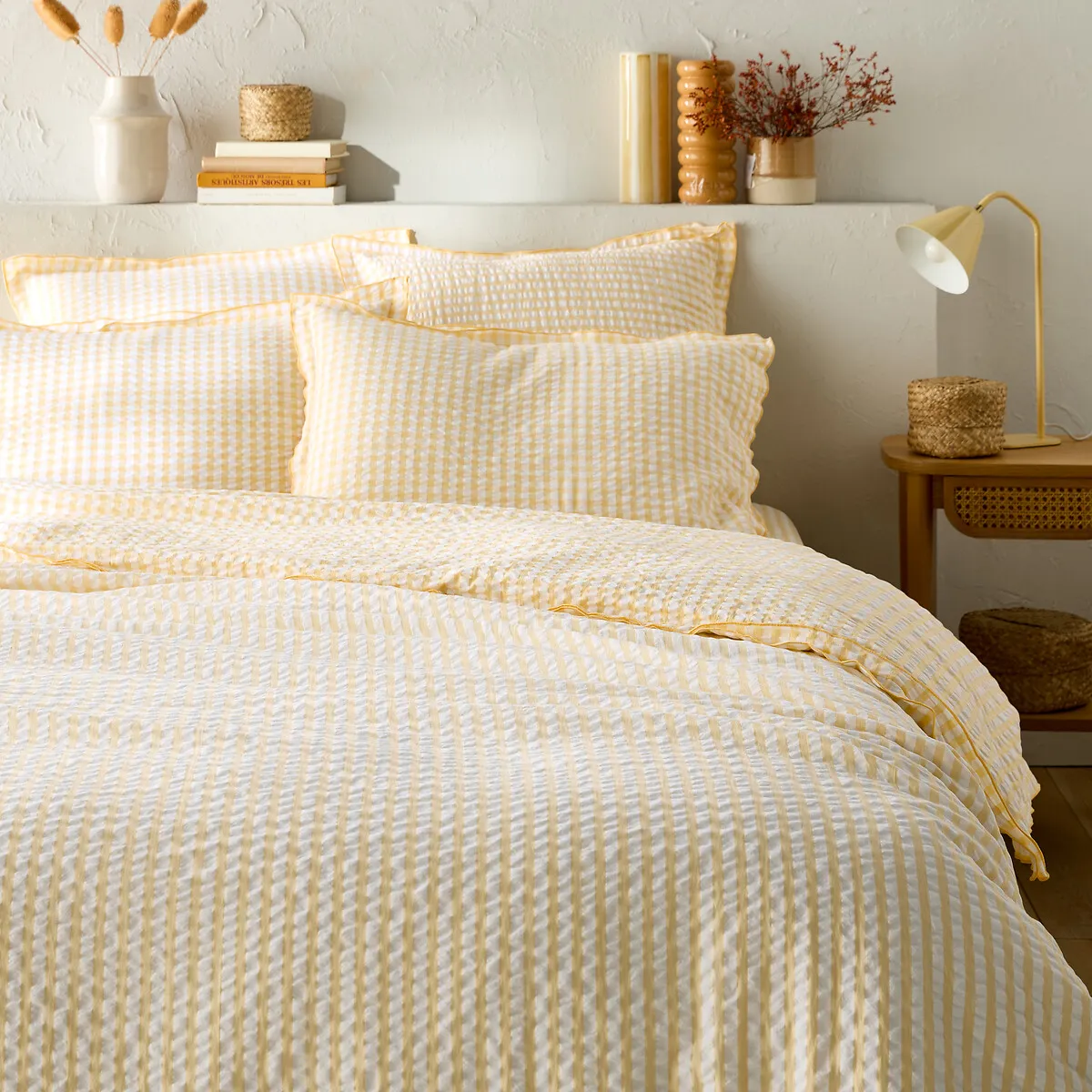 Cottage Single Duvet Cover - Yellow, Cotton Seersucker product