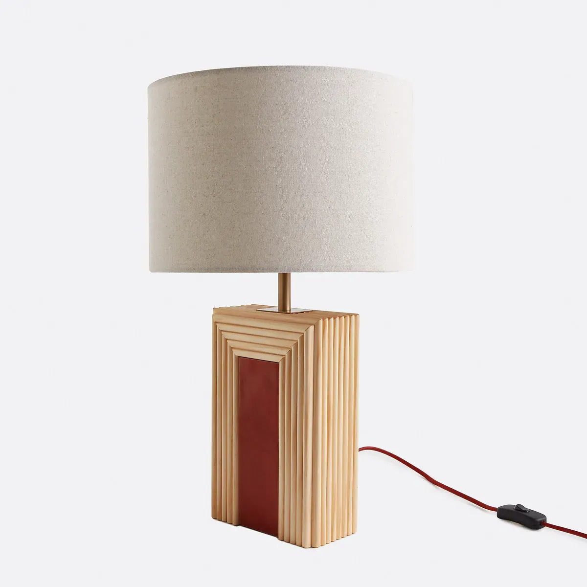 Cérabi Table Lamp with Linen Shade - Natural, Rattan & Ceramic product