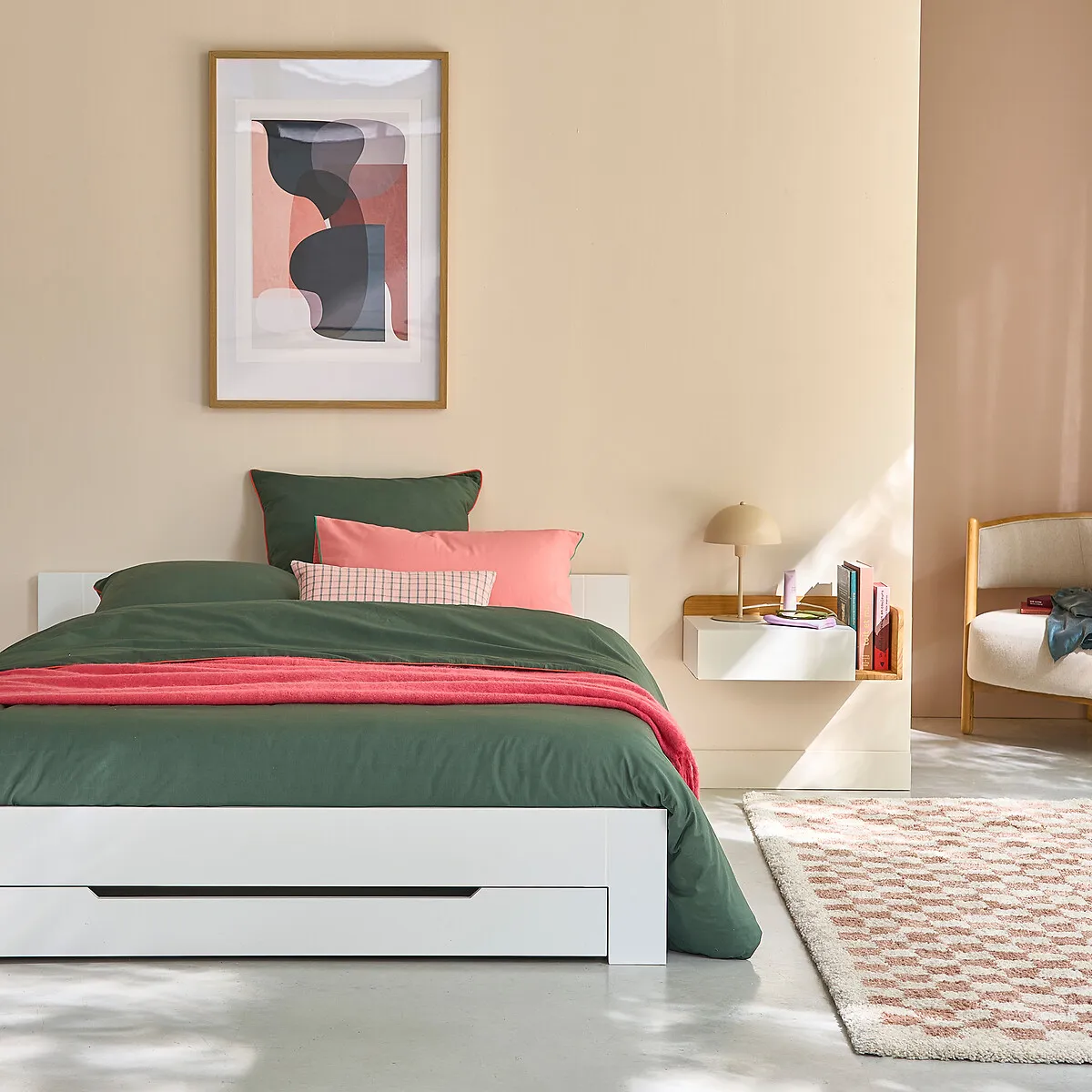 Crawley Double Bed with Storage Drawer - White, MDF alternate view
