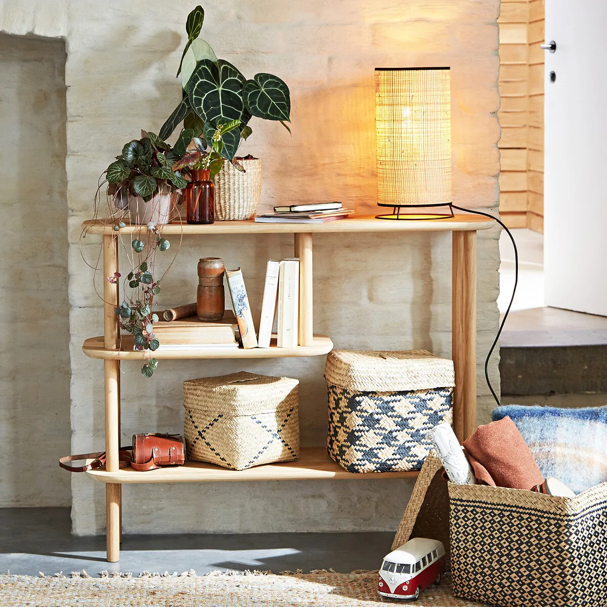 Crueso Asymmetric Console Table - Oak, Solid Wood alternate view