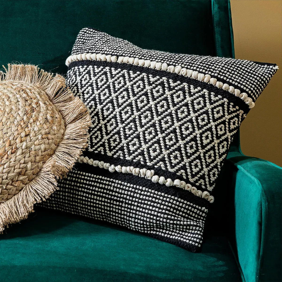Curico Cushion Cover - Black, Cotton alternate view