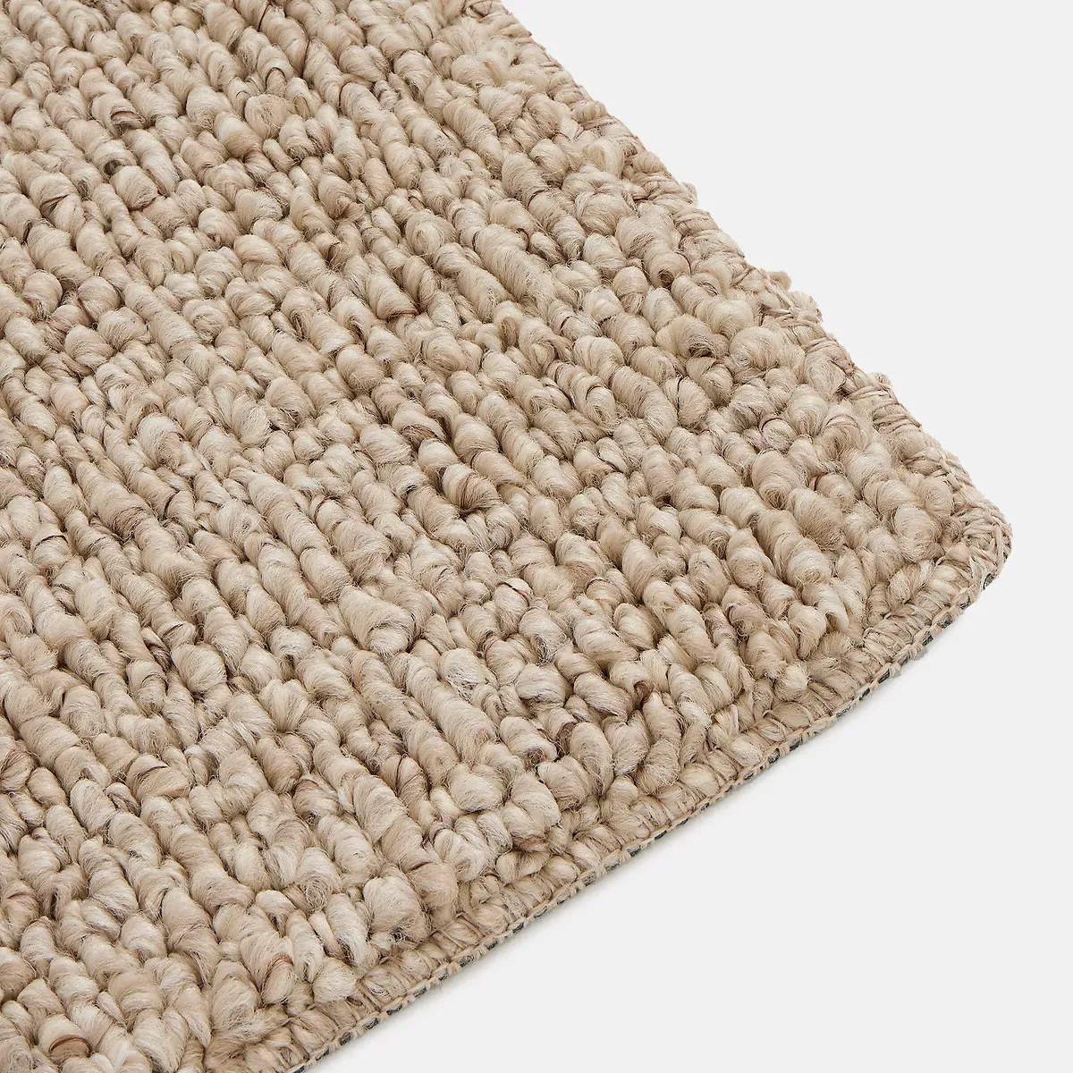 Curl Thick Fleece Carpet-Effect Bedside Rug - Beige, Polypropylene alternate view