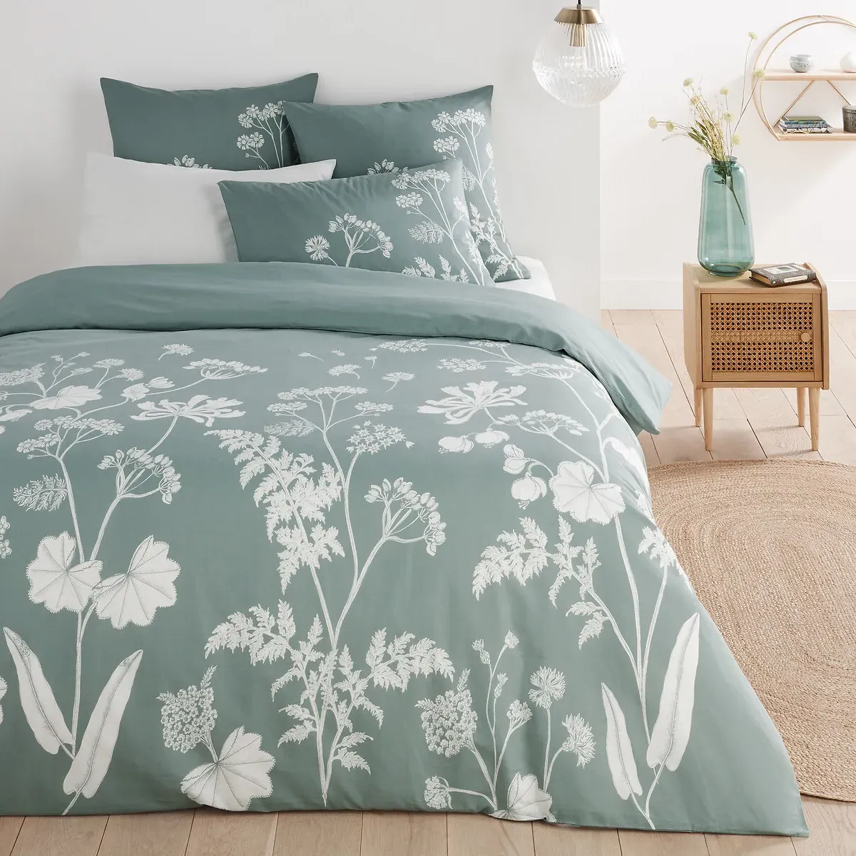 Cyrus Floral Duvet Cover - Sage Green, Cotton product