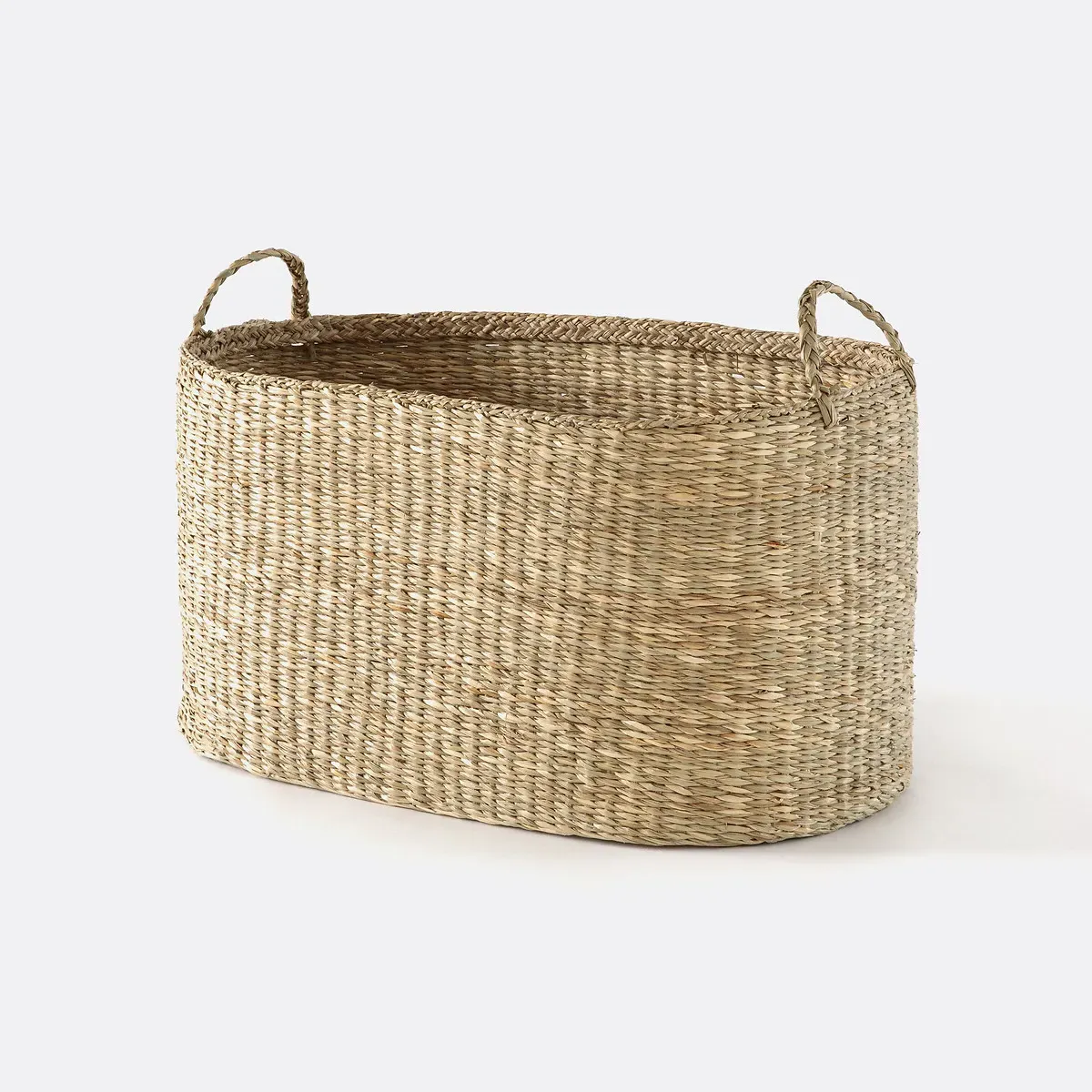 Dancie Woven Straw Basket with Handles - Natural product