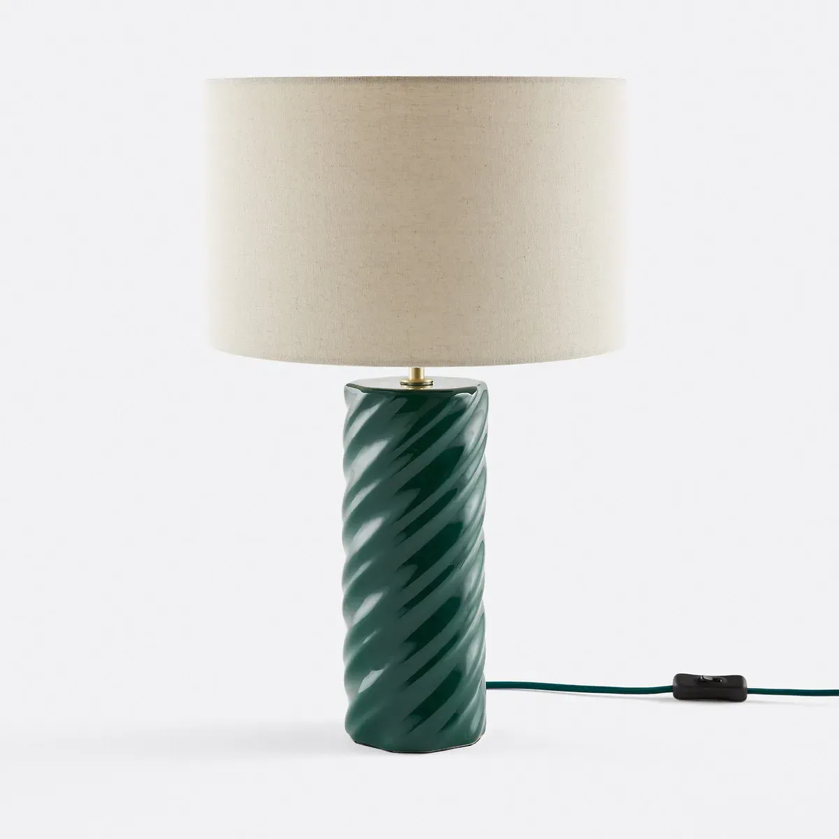 Dehen Ceramic Table Lamp - Green, Linen product
