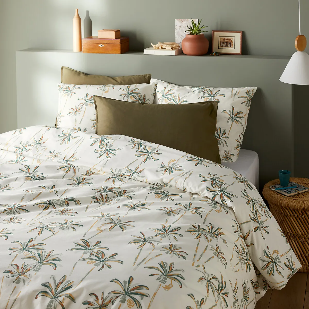 Denham Bed Set with Pillowcase - Palm Tree Print, Cotton product