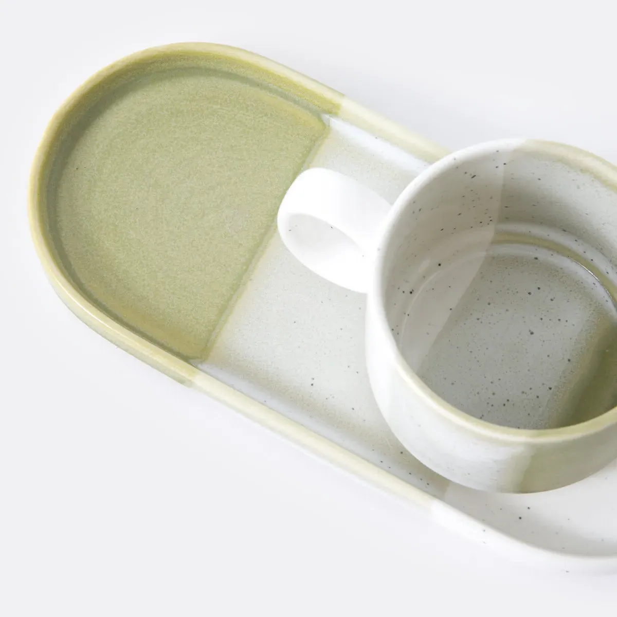 Desnia Set of 2 Cups and Saucers - Green, Stoneware alternate view
