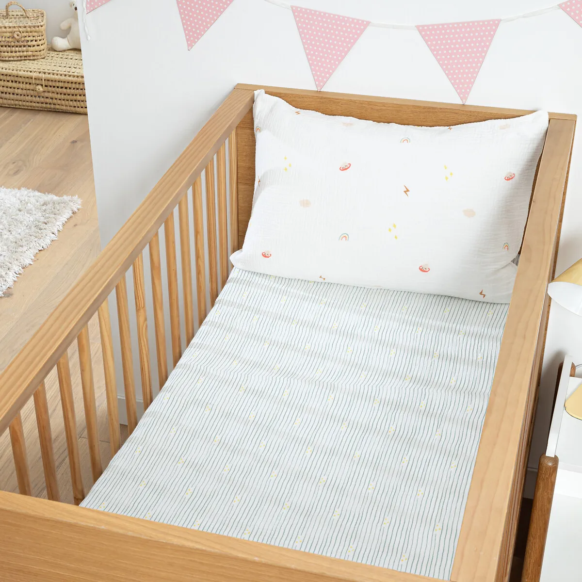 Diego Planet Print Fitted Sheet with 17cm Flap - Ecru, Cotton Muslin product
