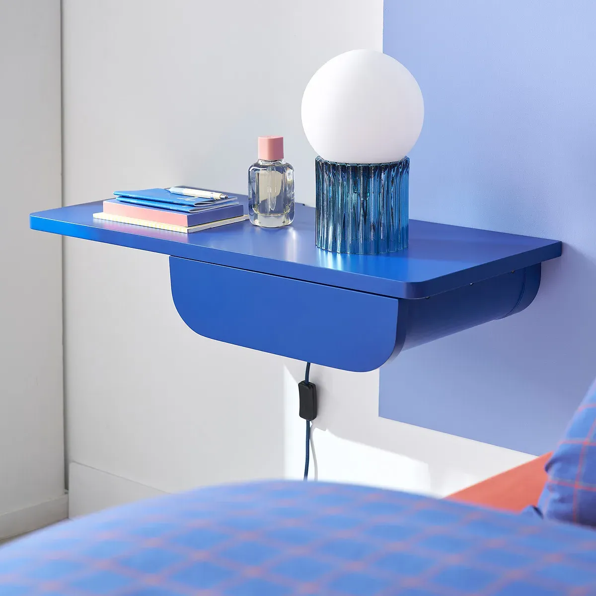Dima Glass Table Lamp - Blue, Opaline Glass alternate view