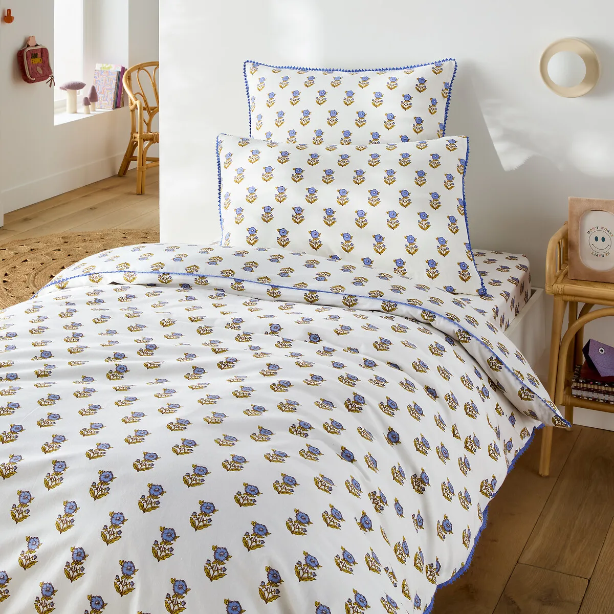 Dimani Floral Print Pillowcase - Ecru, Washed Cotton alternate view