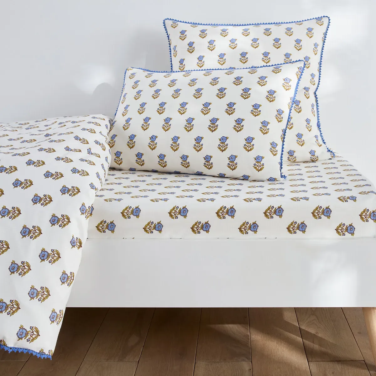 Dimani Floral Print Single Fitted Sheet - Ecru, Washed Cotton product