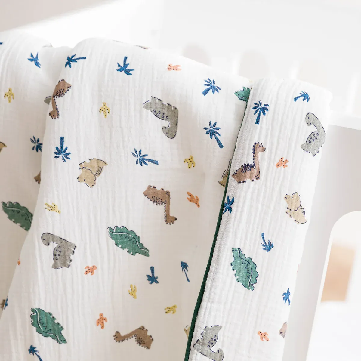 Dino Pop Cotton Muslin Baby Blanket - Printed alternate view