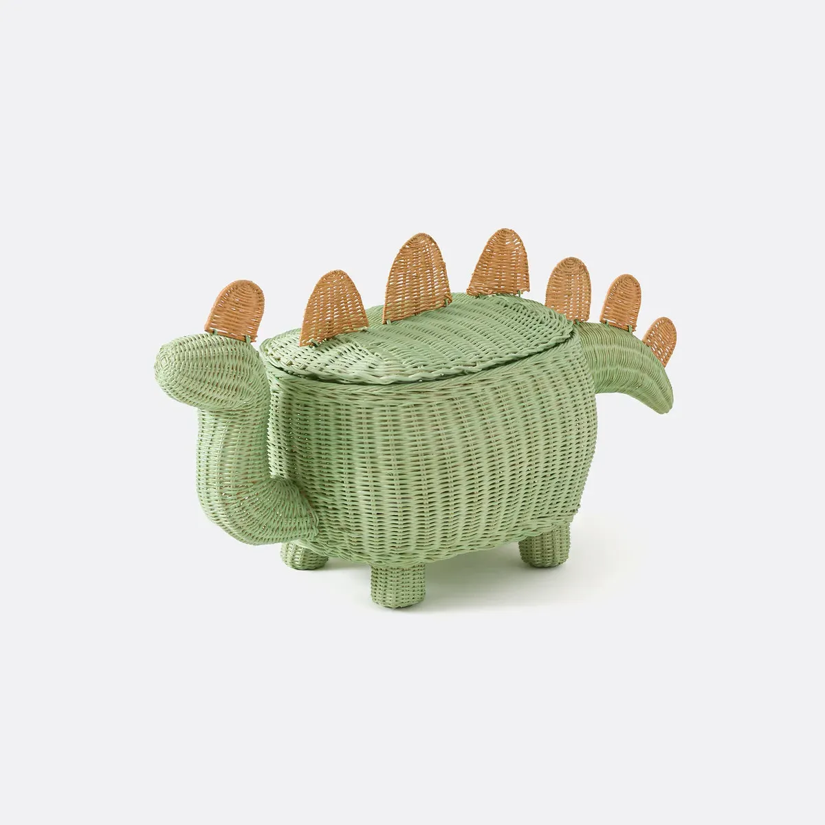 Dinos Dinosaur Rattan Basket with Lid - Green, Rattan product