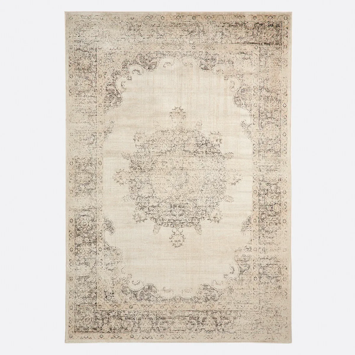 Diona Printed Used-Effect Rug - Beige, Viscose alternate view