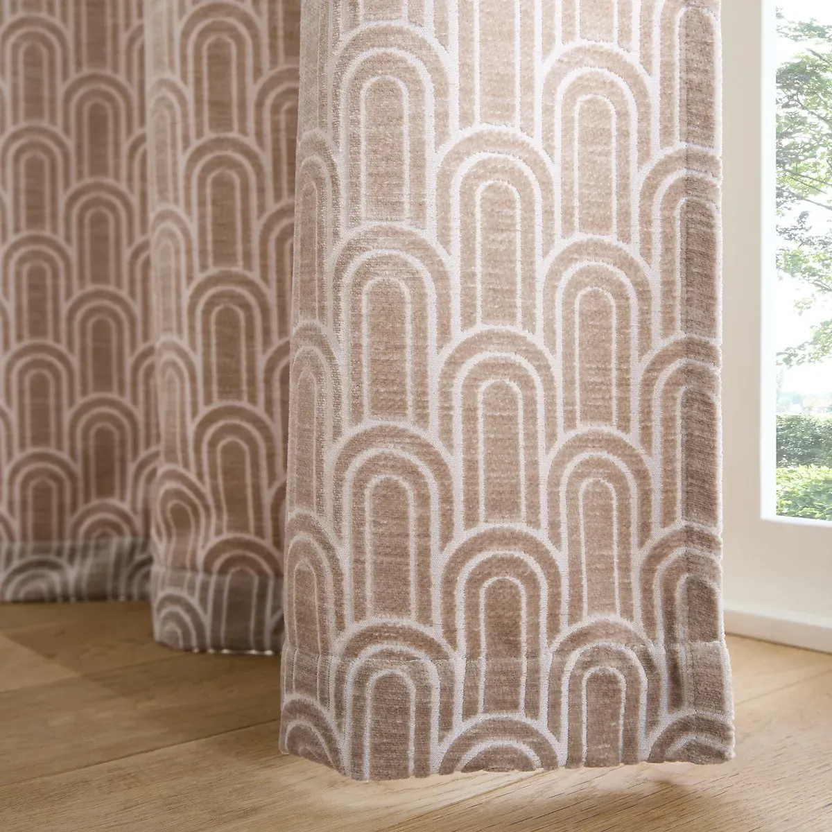 Dolce Light-Filtering Eyelet Curtain - Beige, Velvet alternate view