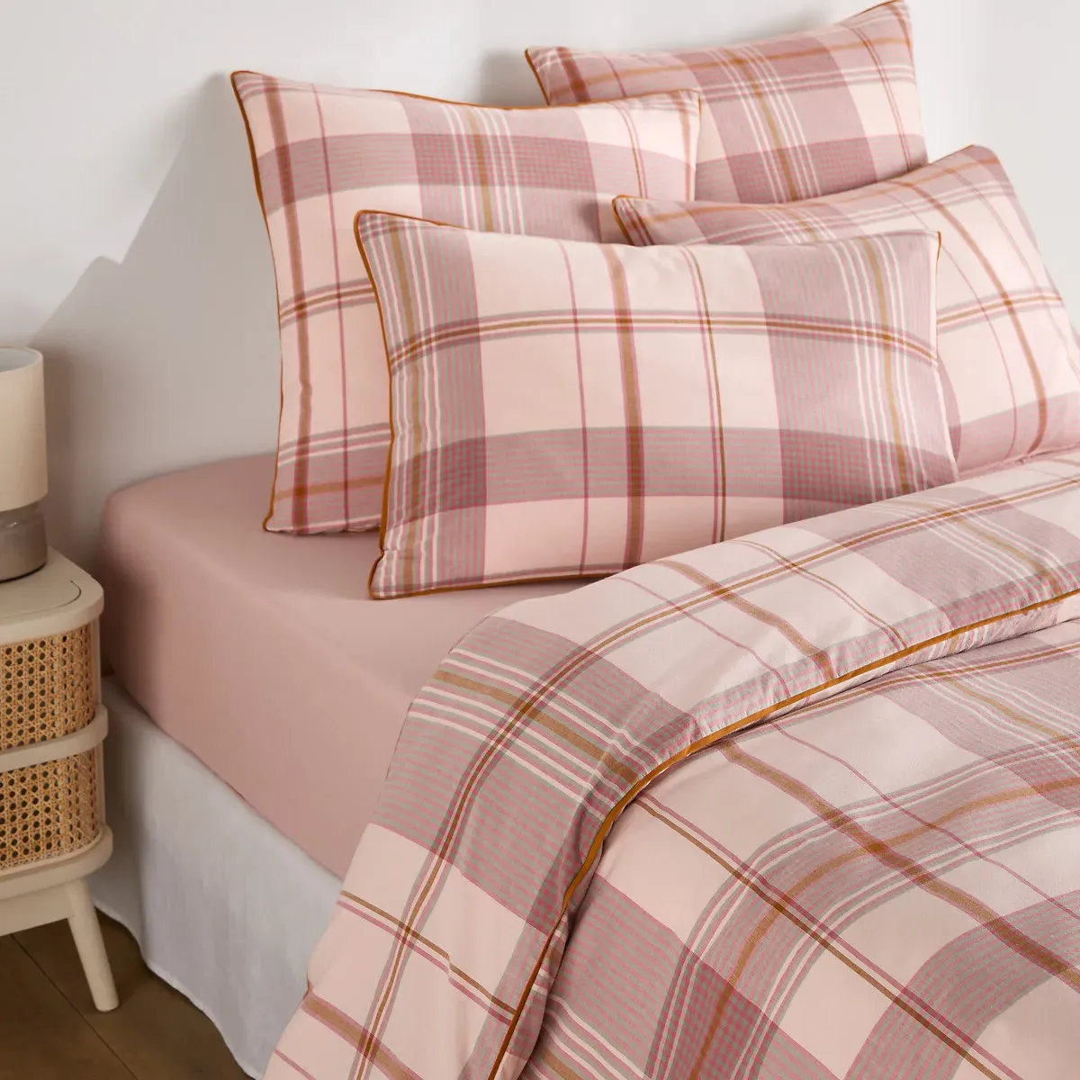 Dollon Checked Duvet Cover - Pink, Washed Cotton product