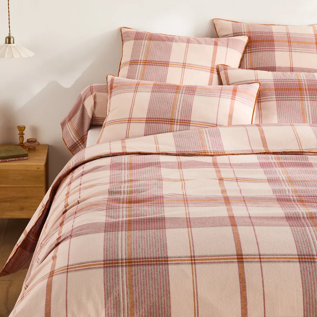 Dollon Duvet Cover - Pink Check, Brushed Cotton product