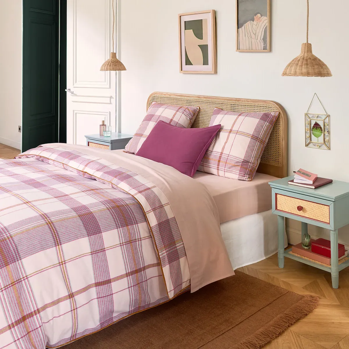 Dollon Pillowcase - Pink Check, Brushed Cotton alternate view
