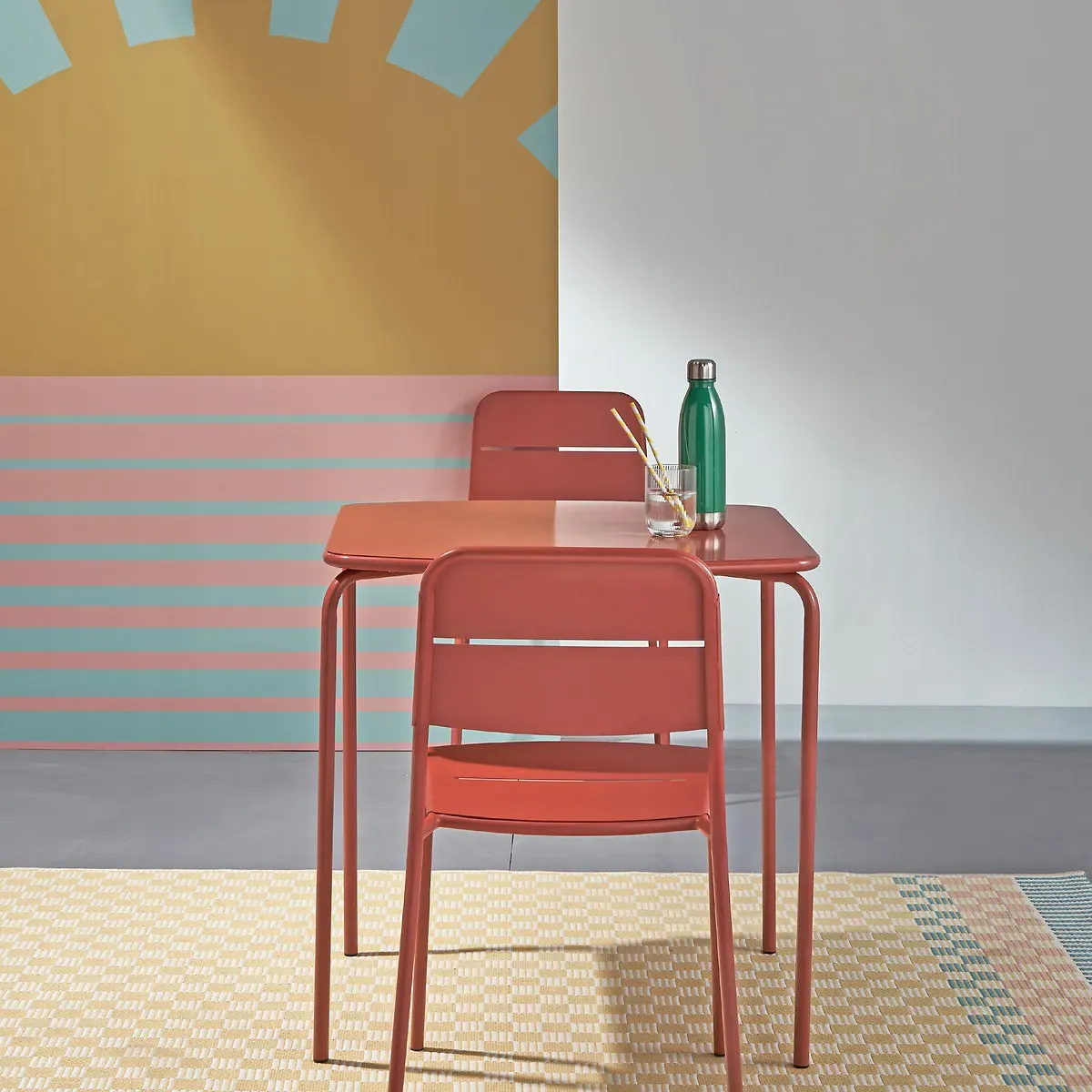 Dune Set of 2 Stackable Garden Chairs - Terracotta, Steel alternate view
