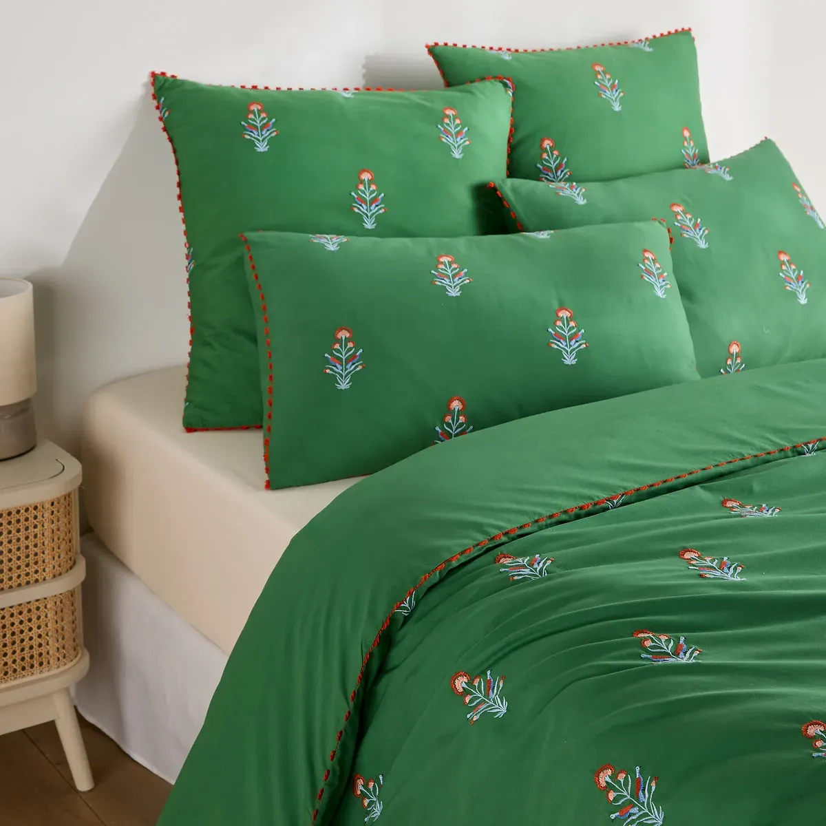 Dylis Duvet Cover - Green, Washed Cotton product