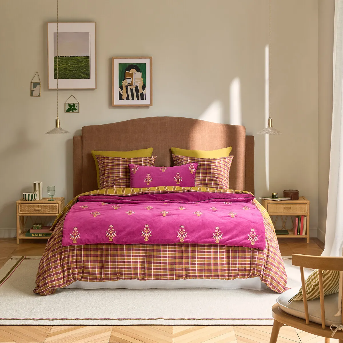 Dylis Quilted Bedspread - Raspberry, Corduroy alternate view