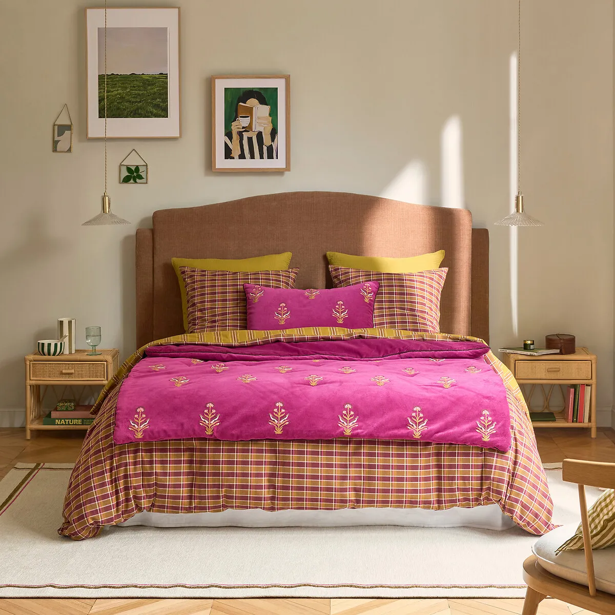 Dylis Rectangular Cushion Cover - Raspberry, Cotton Corduroy alternate view