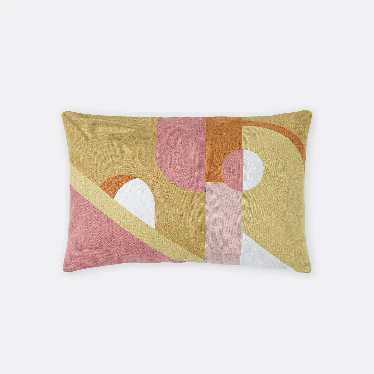 Dyonis Geometric Embroidered Rectangular Cushion Cover - Multi-Coloured, Cotton product
