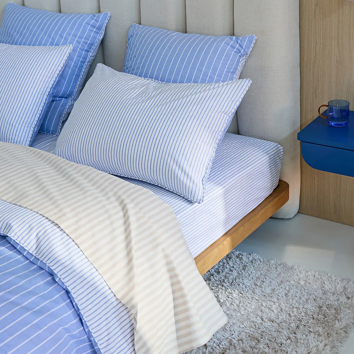 Edward Pillowcase - Blue Striped, Cotton Percale alternate view